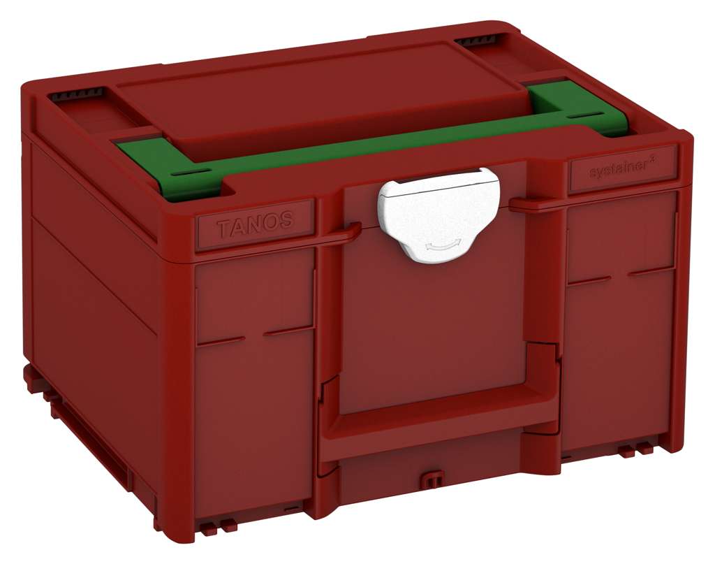 Systainer³ M 237, Carmine Red with Emerald Green lid handle and White catches