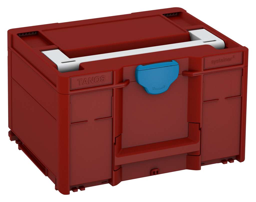 Systainer³ M 237, Carmine Red with Light Grey lid handle and Sky Blue catches