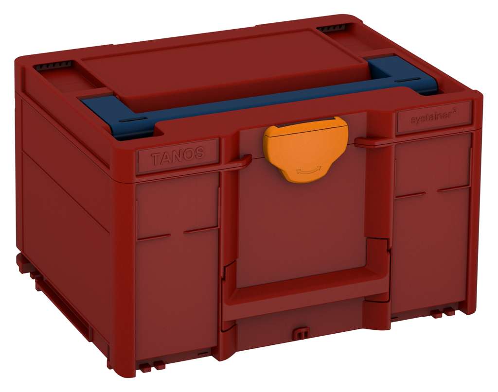 Systainer³ M 237, Carmine Red with Sapphire Blue lid handle and Deep Orange catches