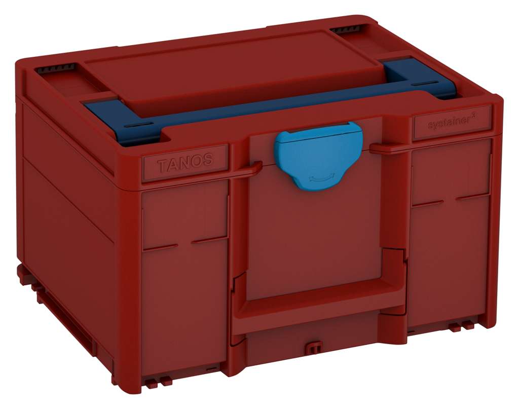 Systainer³ M 237, Carmine Red with Sapphire Blue lid handle and Sky Blue catches