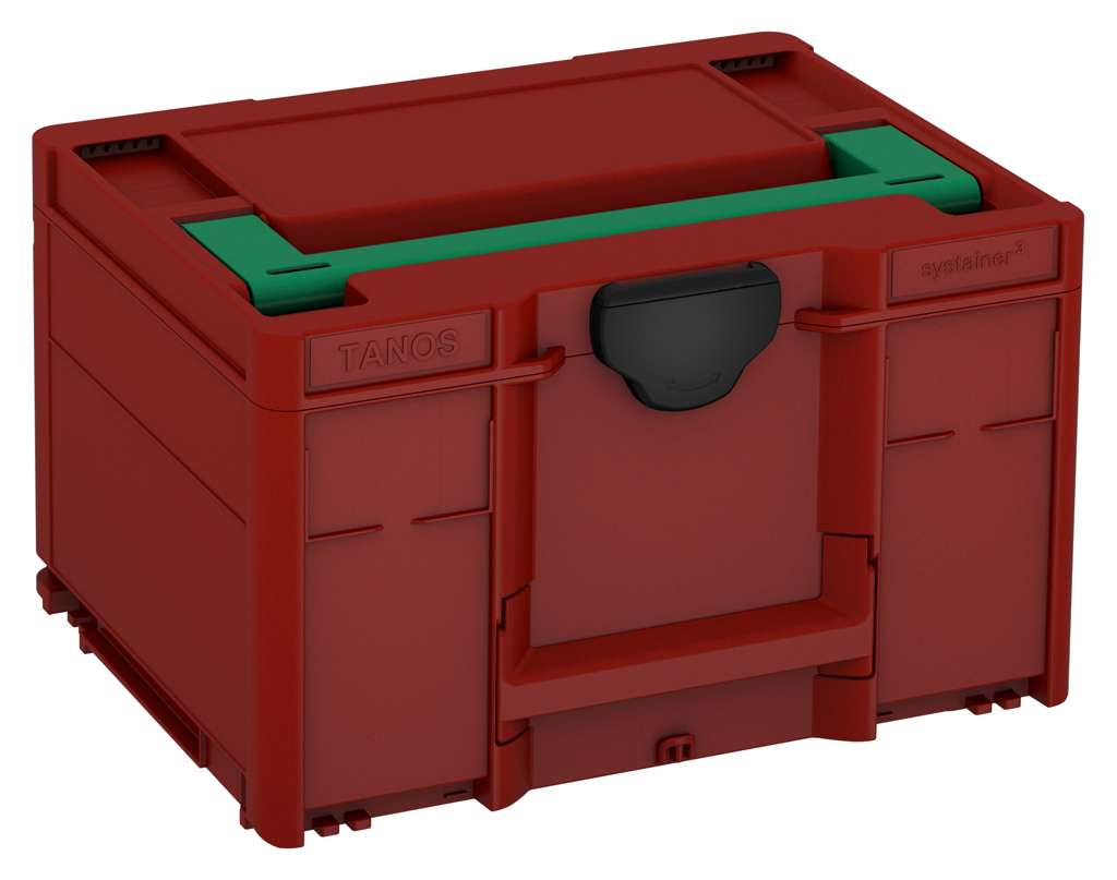 Systainer³ M 237, Carmine Red with Signal Green lid handle and Black catches