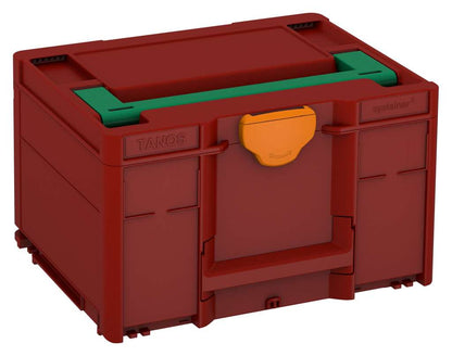 Systainer³ M 237, Carmine Red with Signal Green lid handle and Deep Orange catches