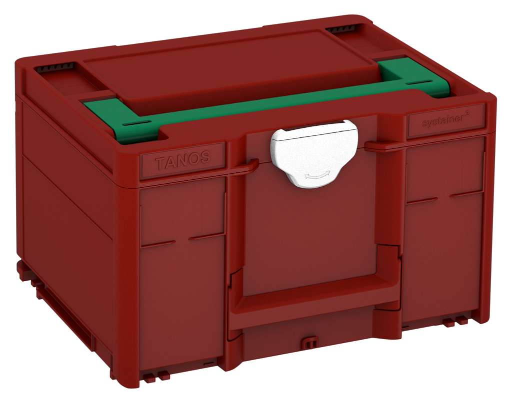 Systainer³ M 237, Carmine Red with Signal Green lid handle and White catches