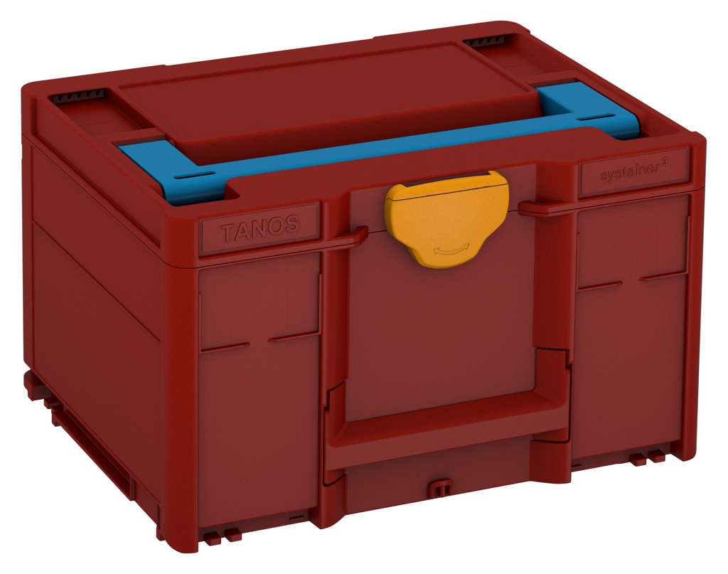 Systainer³ M 237, Carmine Red with Sky Blue lid handle and Daffodil Yellow catches