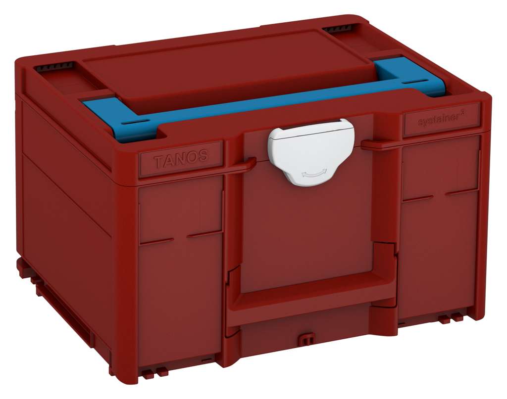 Systainer³ M 237, Carmine Red with Sky Blue lid handle and Light Grey catches