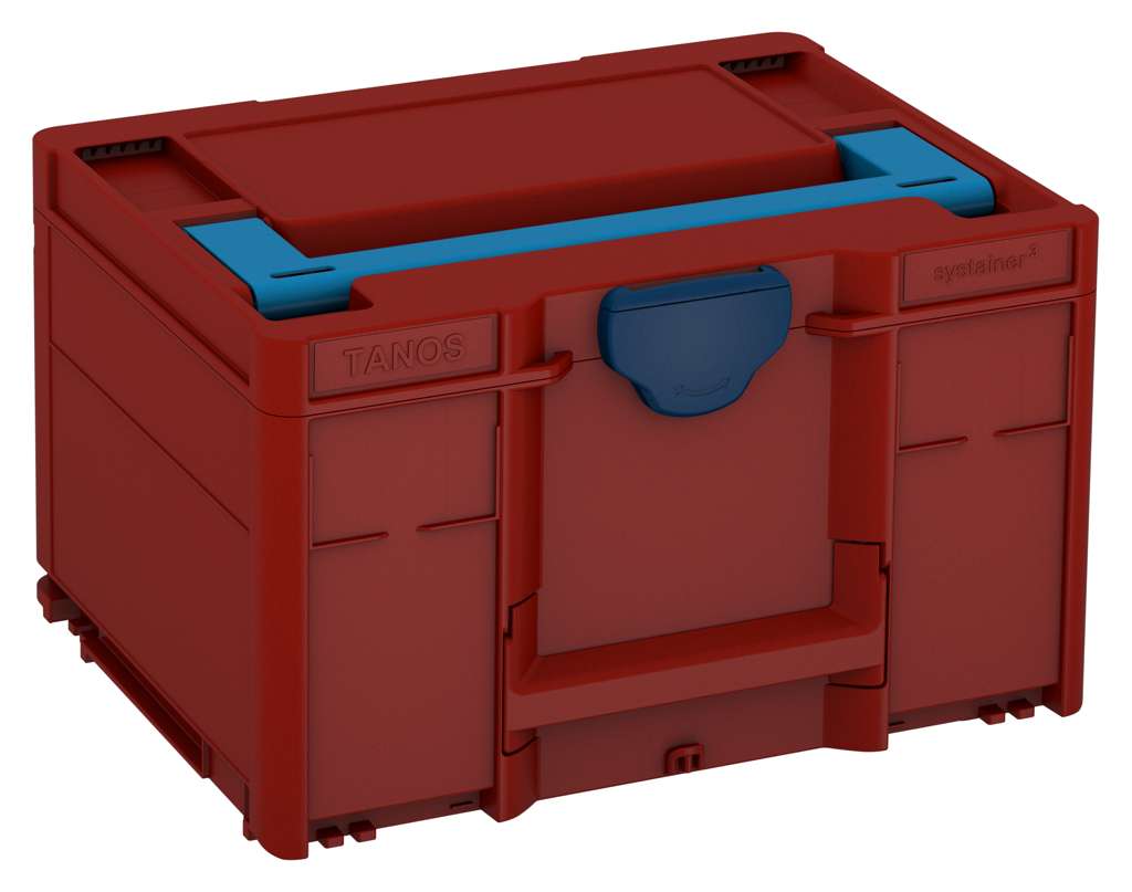 Systainer³ M 237, Carmine Red with Sky Blue lid handle and Sapphire Blue catches