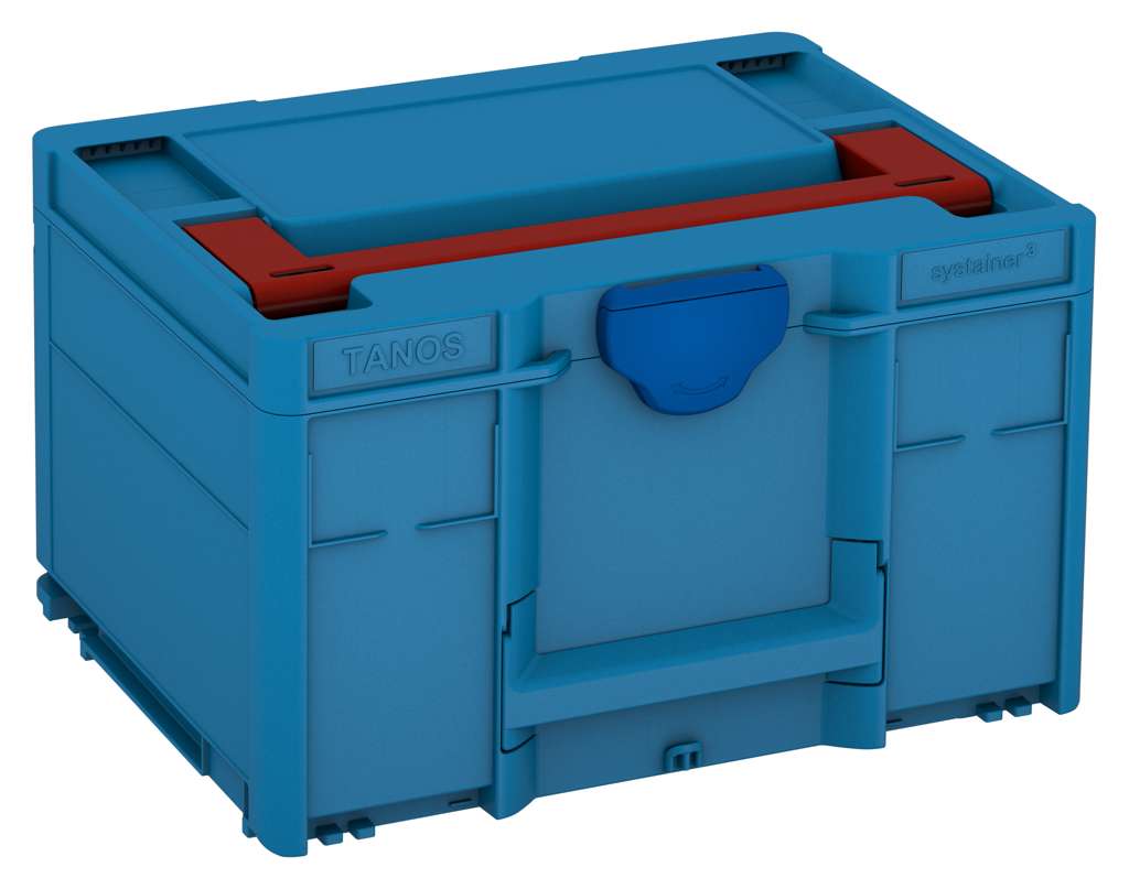 Systainer³ M 237, Sky Blue with Carmine Red lid handle and Signal Blue catches