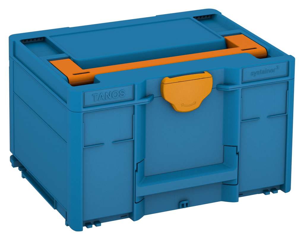 Systainer³ M 237, Sky Blue with Deep Orange lid handle and Daffodil Yellow catches