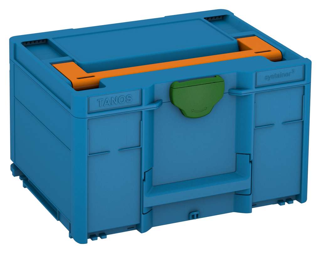 Systainer³ M 237, Sky Blue with Deep Orange lid handle and Emerald Green catches