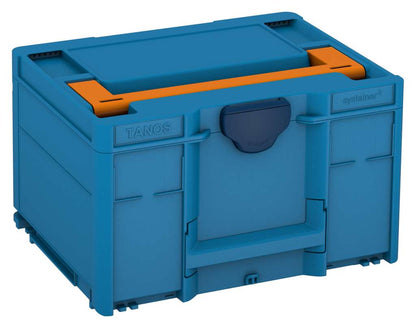 Systainer³ M 237, Sky Blue with Deep Orange lid handle and Sapphire Blue catches