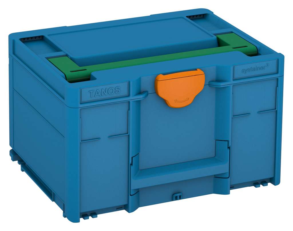 Systainer³ M 237, Sky Blue with Signal Green lid handle and Deep Orange catches