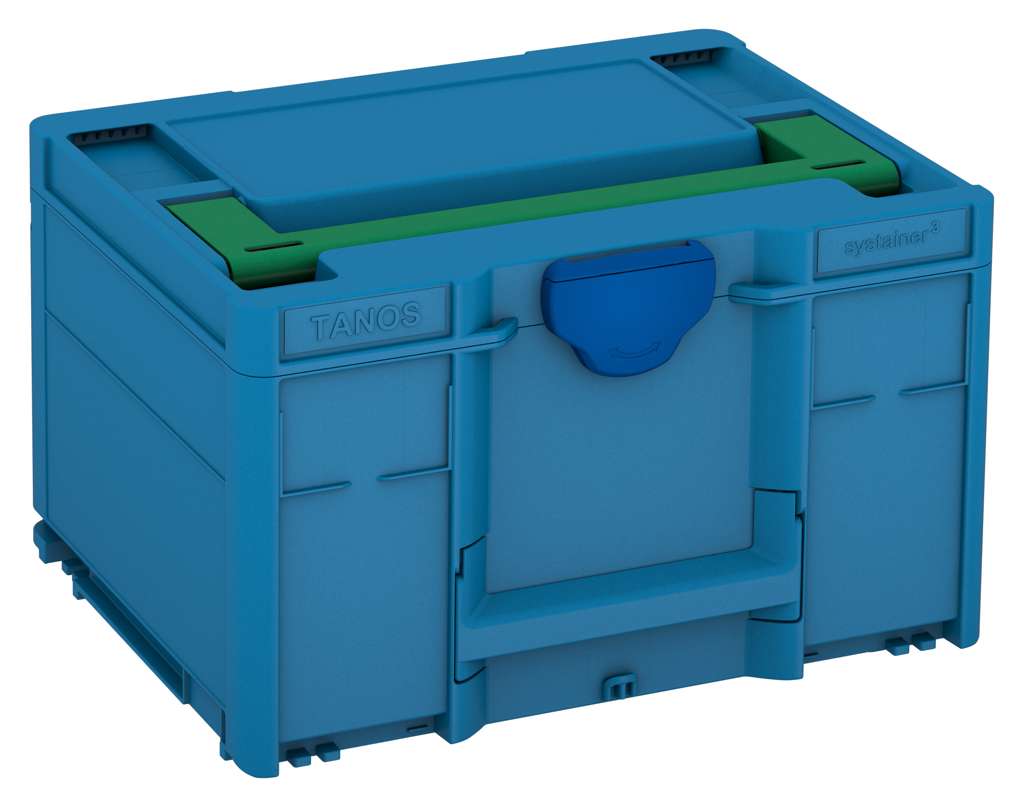 Systainer³ M 237, Sky Blue with Signal Green lid handle and Signal Blue catches