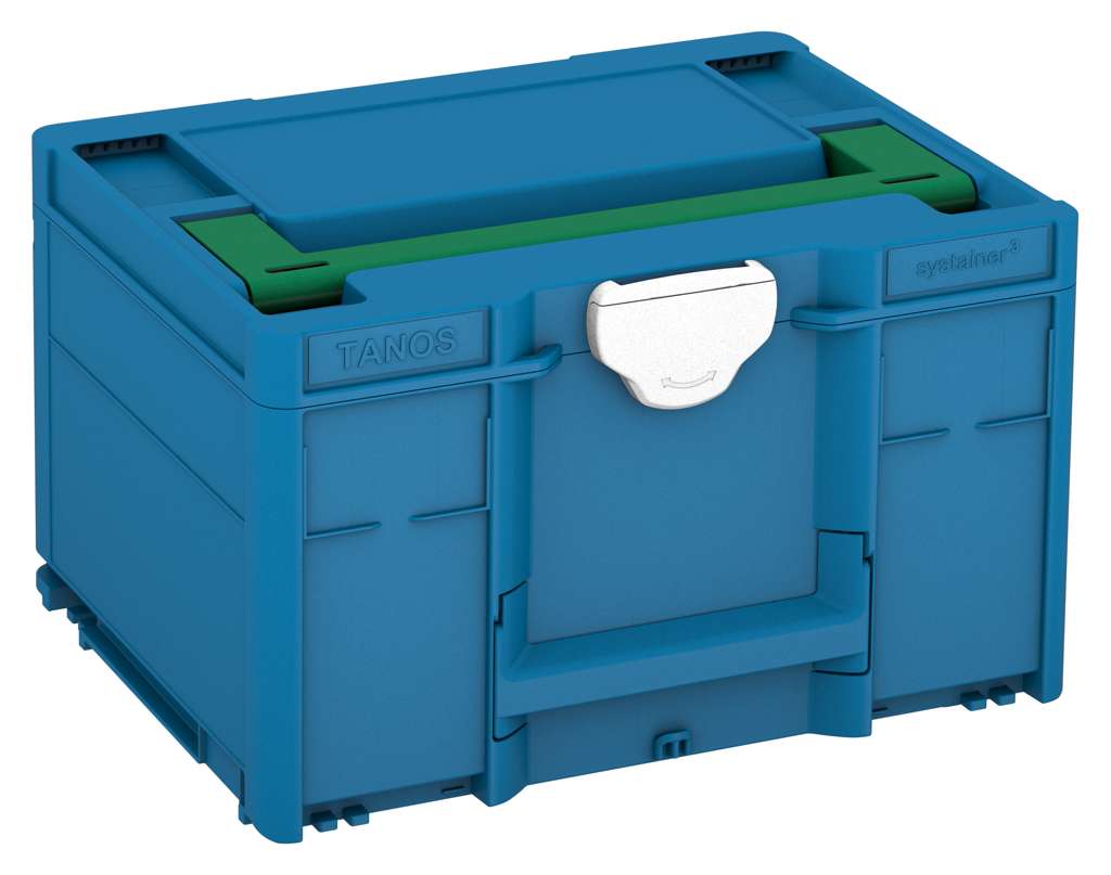 Systainer³ M 237, Sky Blue with Signal Green lid handle and White catches