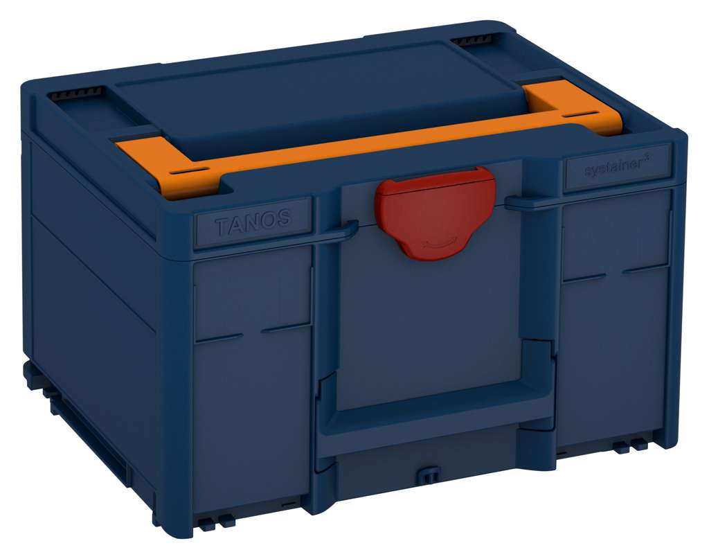 Systainer³ M 237, Sapphire Blue with Deep Orange lid handle and Carmine Red catches