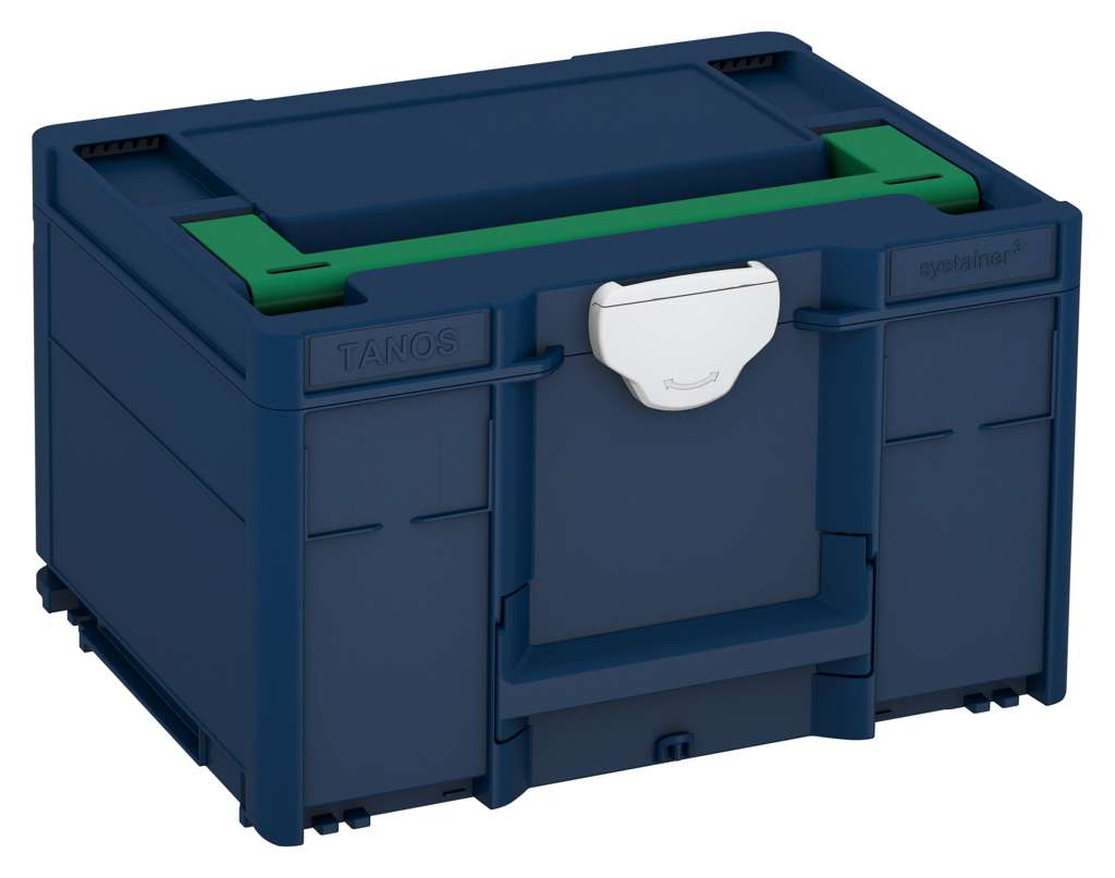 Systainer³ M 237, Sapphire Blue with Signal Green lid handle and Light Grey catches