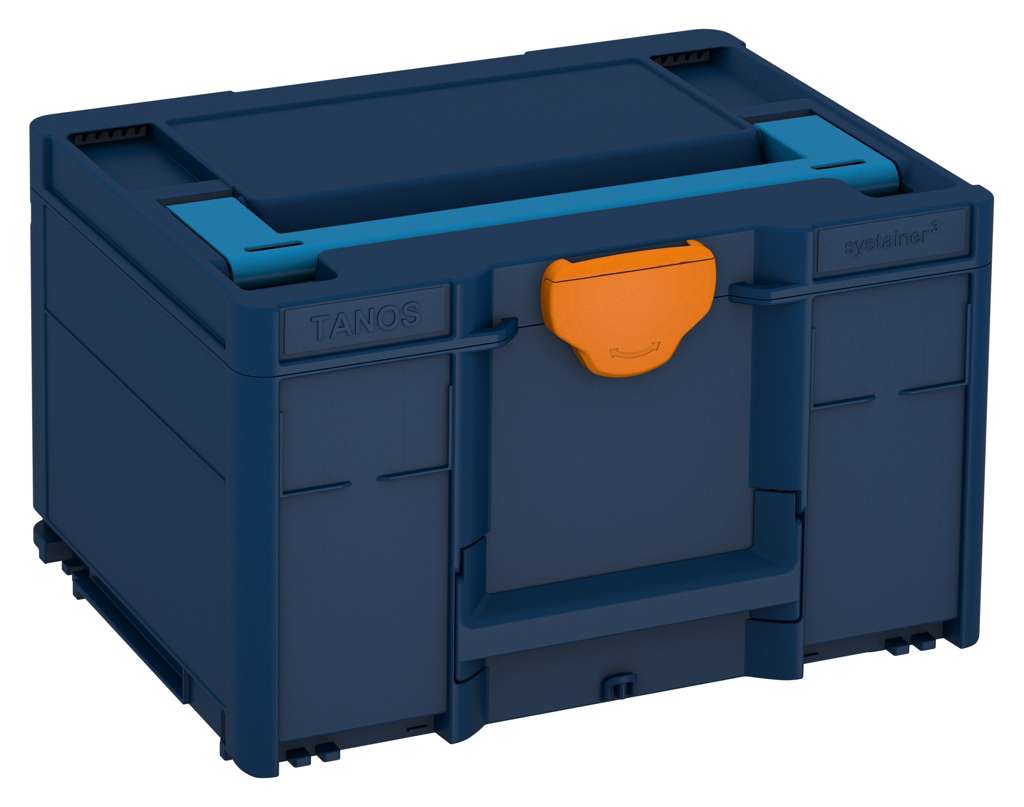 Systainer³ M 237, Sapphire Blue with Sky Blue lid handle and Deep Orange catches