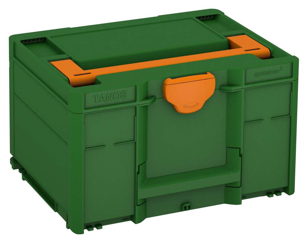 Systainer³ M 237, Emerald Green with Deep Orange lid handle and Deep Orange catches