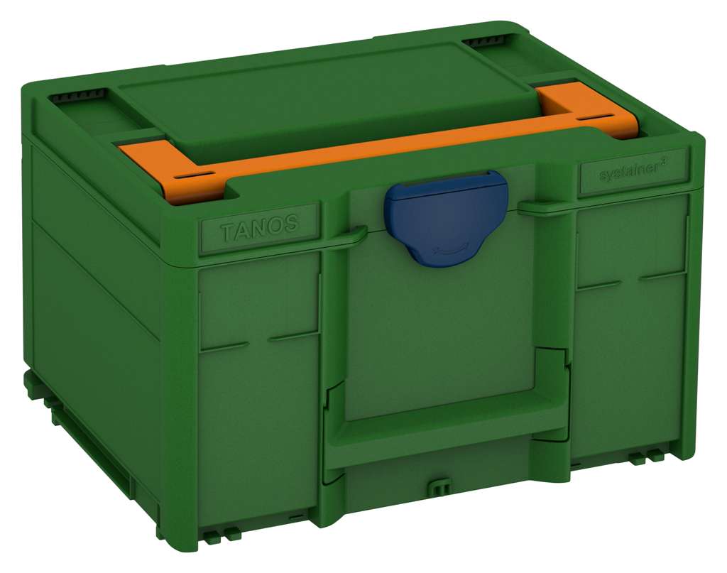 Systainer³ M 237, Emerald Green with Deep Orange lid handle and Sapphire Blue catches