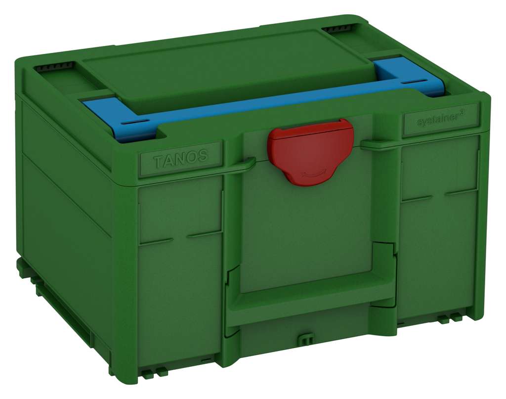 Systainer³ M 237, Emerald Green with Sky Blue lid handle and Carmine Red catches
