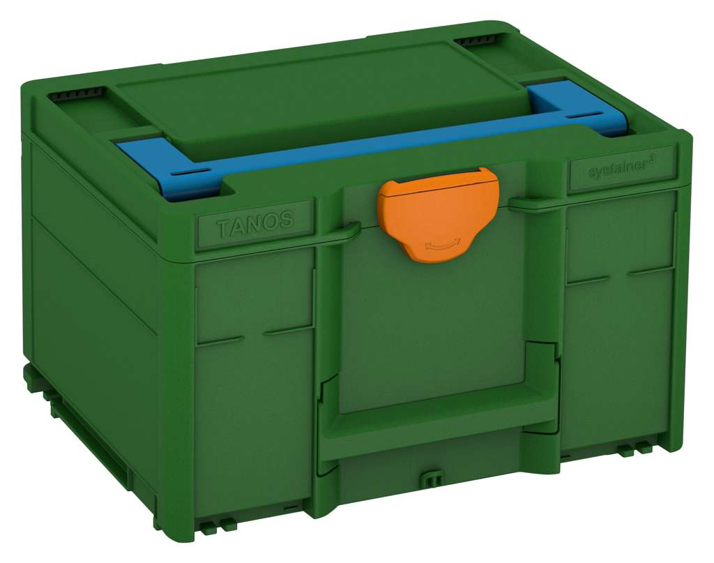 Systainer³ M 237, Emerald Green with Sky Blue lid handle and Deep Orange catches