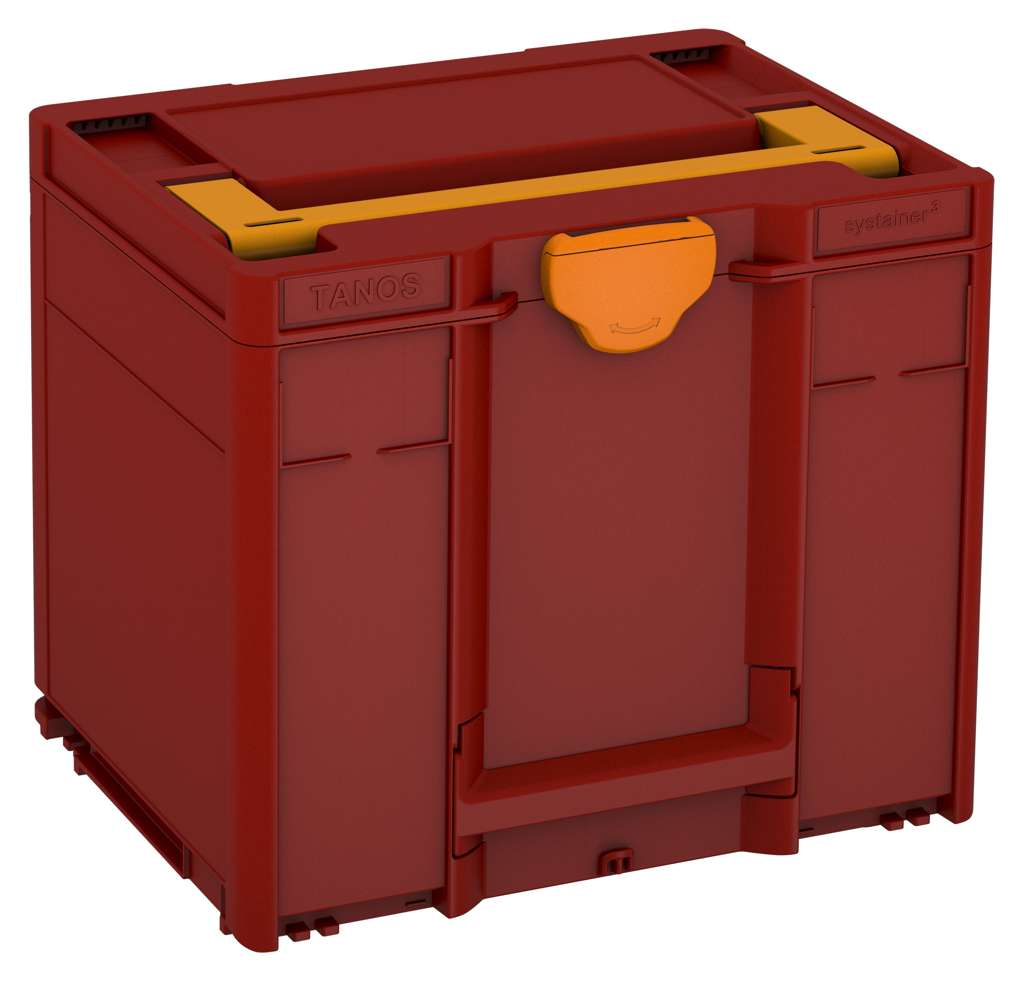 Systainer³ M 337, Carmine Red with Daffodil Yellow lid handle and Deep Orange catches