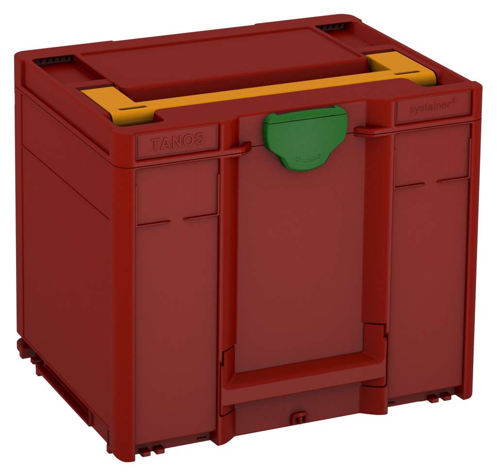 Systainer³ M 337, Carmine Red with Daffodil Yellow lid handle and Emerald Green catches