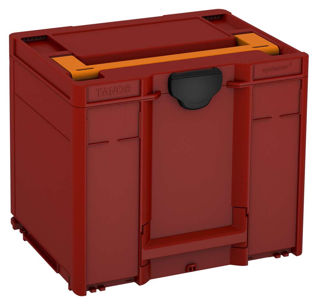 Systainer³ M 337, Carmine Red with Deep Orange lid handle and Black catches