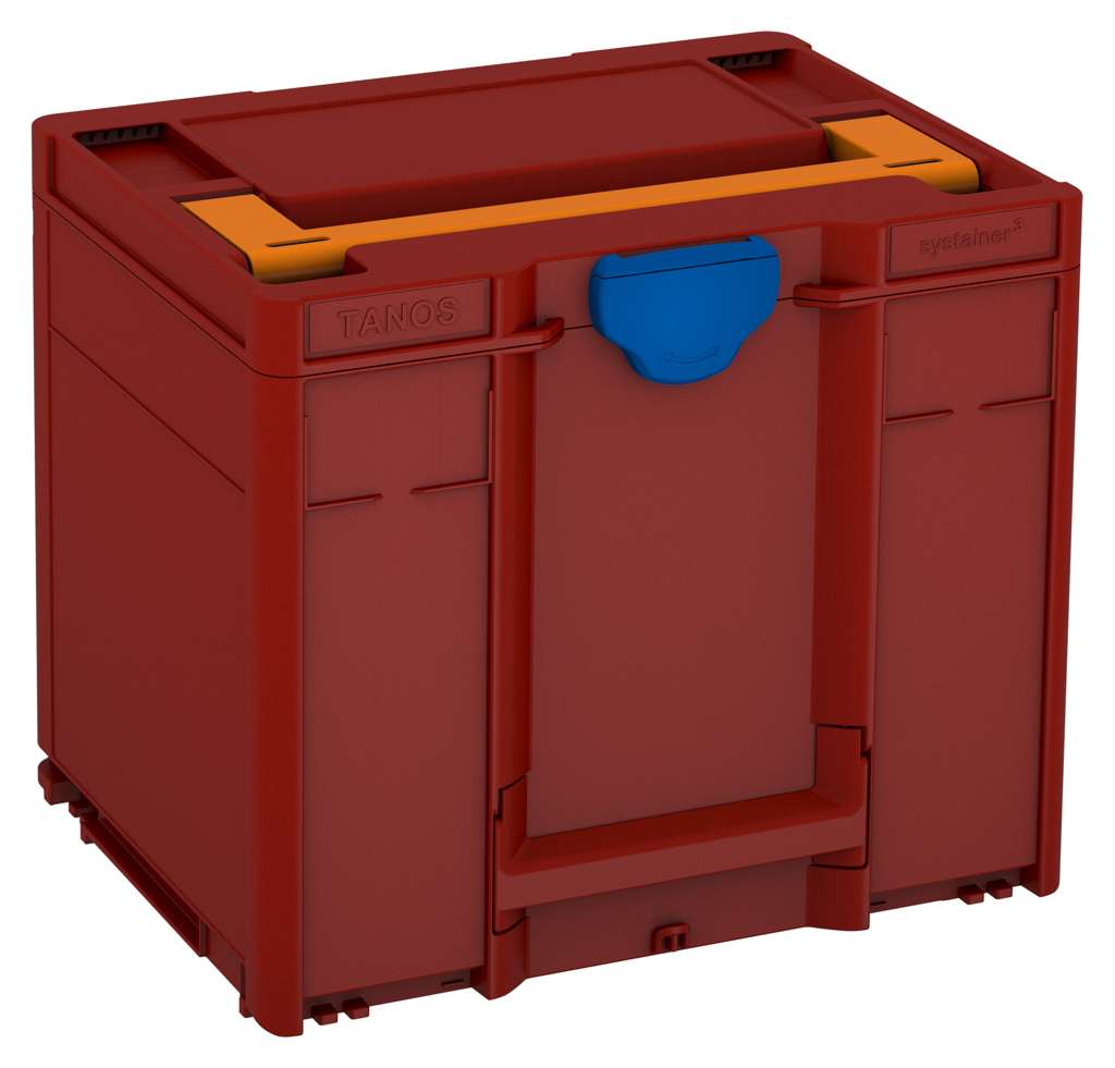 Systainer³ M 337, Carmine Red with Deep Orange lid handle and Signal Blue catches