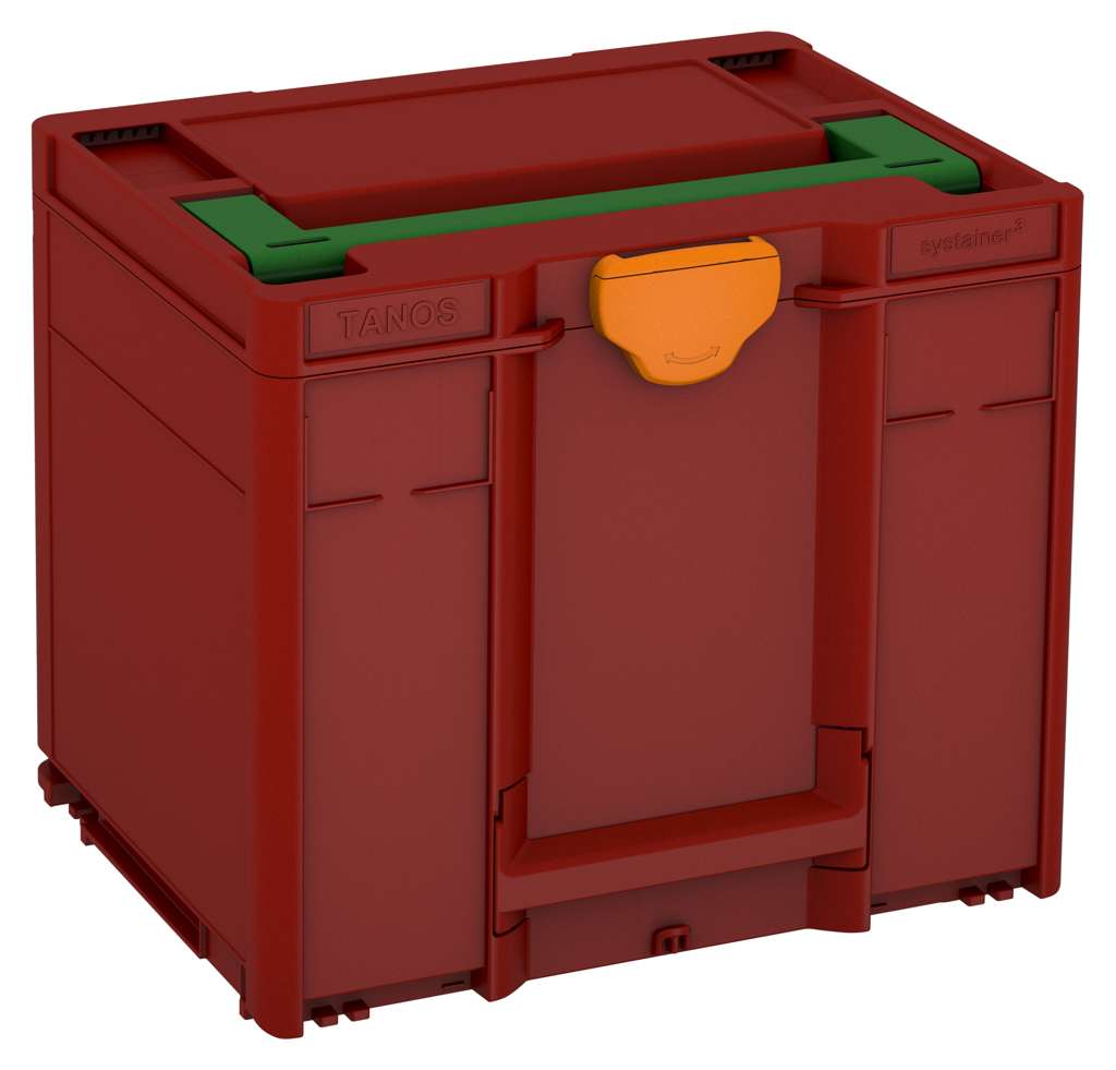 Systainer³ M 337, Carmine Red with Emerald Green lid handle and Deep Orange catches