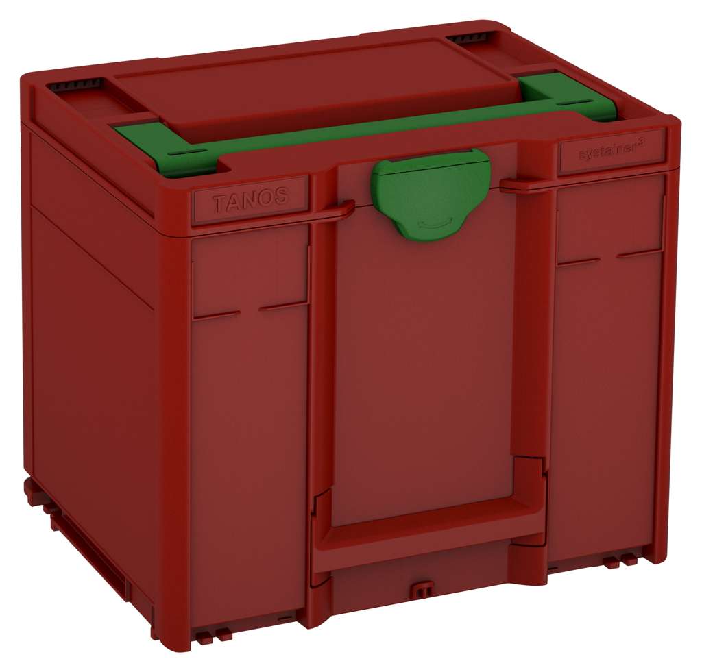 Systainer³ M 337, Carmine Red with Emerald Green lid handle and Emerald Green catches
