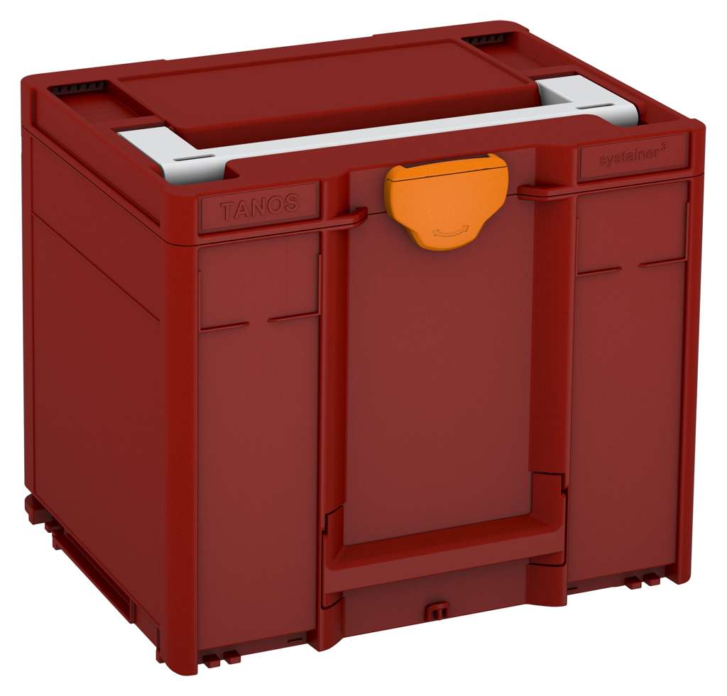 Systainer³ M 337, Carmine Red with Light Grey lid handle and Deep Orange catches