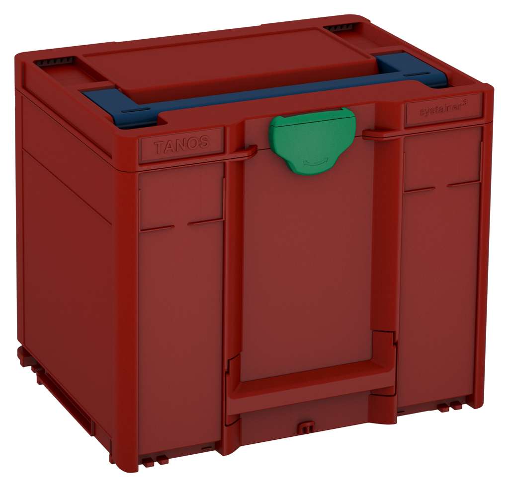 Systainer³ M 337, Carmine Red with Sapphire Blue lid handle and Signal Green catches