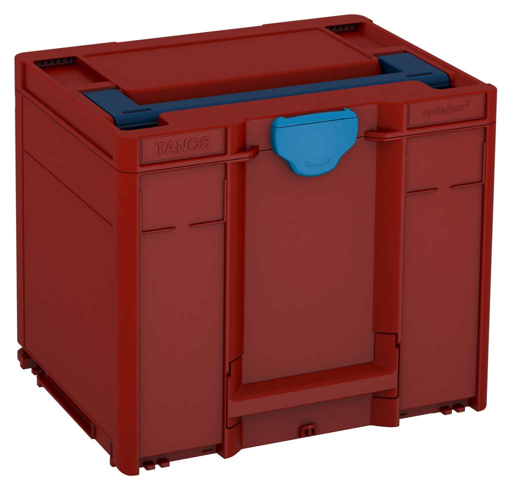 Systainer³ M 337, Carmine Red with Sapphire Blue lid handle and Sky Blue catches