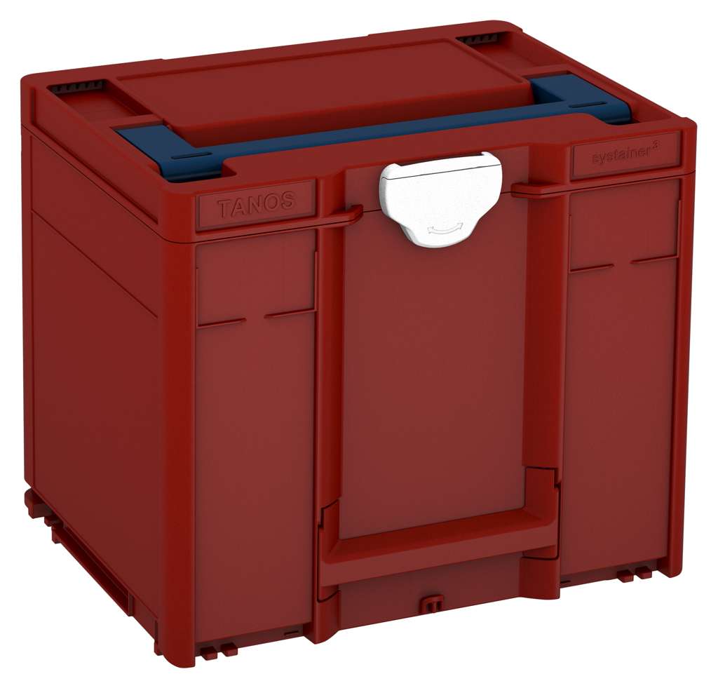 Systainer³ M 337, Carmine Red with Sapphire Blue lid handle and White catches
