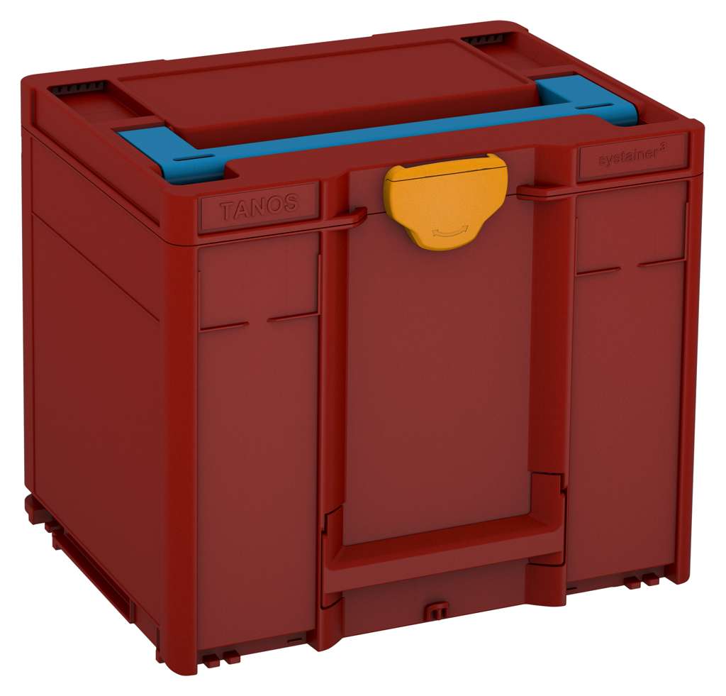 Systainer³ M 337, Carmine Red with Sky Blue lid handle and Daffodil Yellow catches