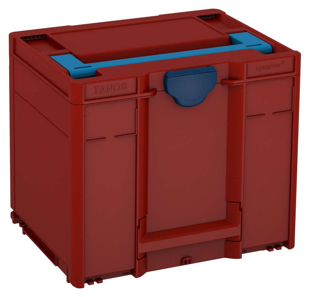 Systainer³ M 337, Carmine Red with Sky Blue lid handle and Sapphire Blue catches