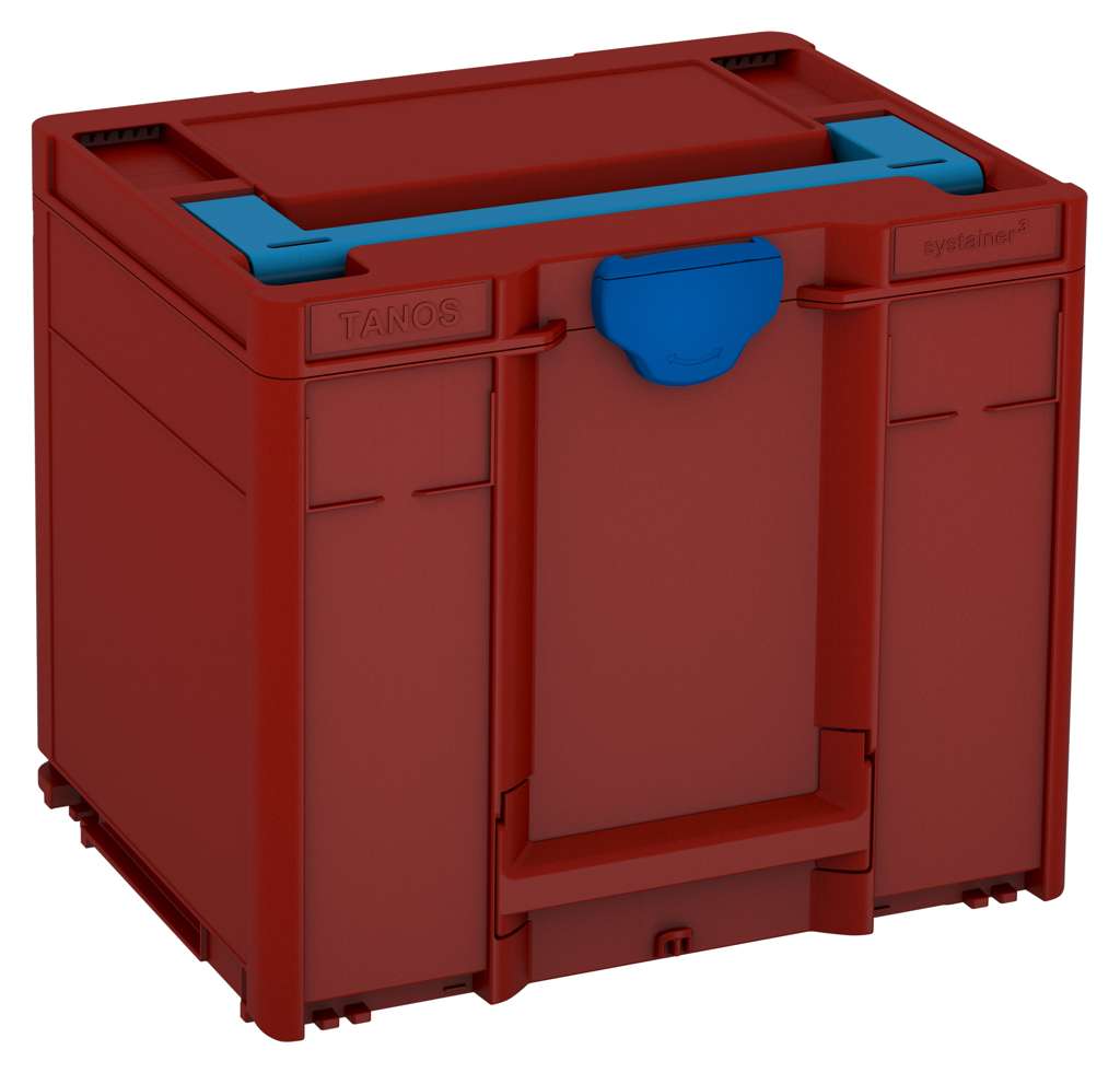 Systainer³ M 337, Carmine Red with Sky Blue lid handle and Signal Blue catches