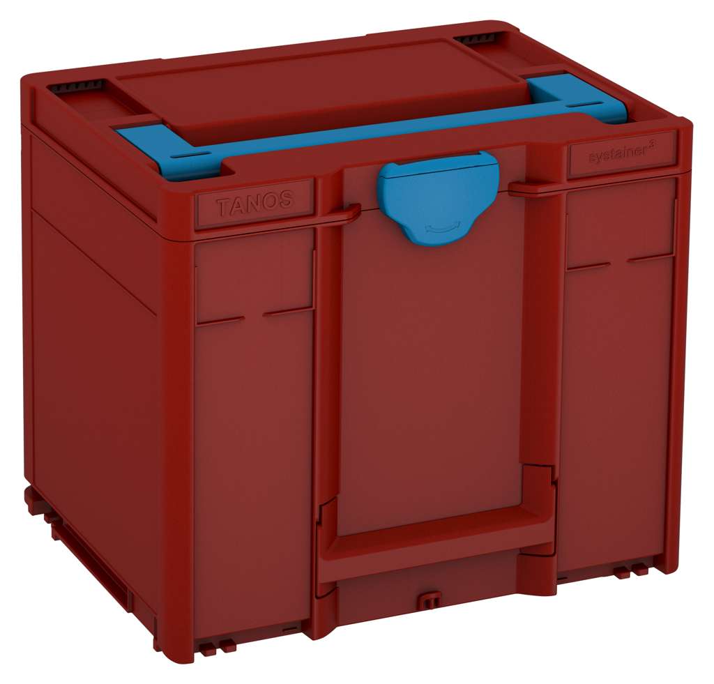 Systainer³ M 337, Carmine Red with Sky Blue lid handle and Sky Blue catches