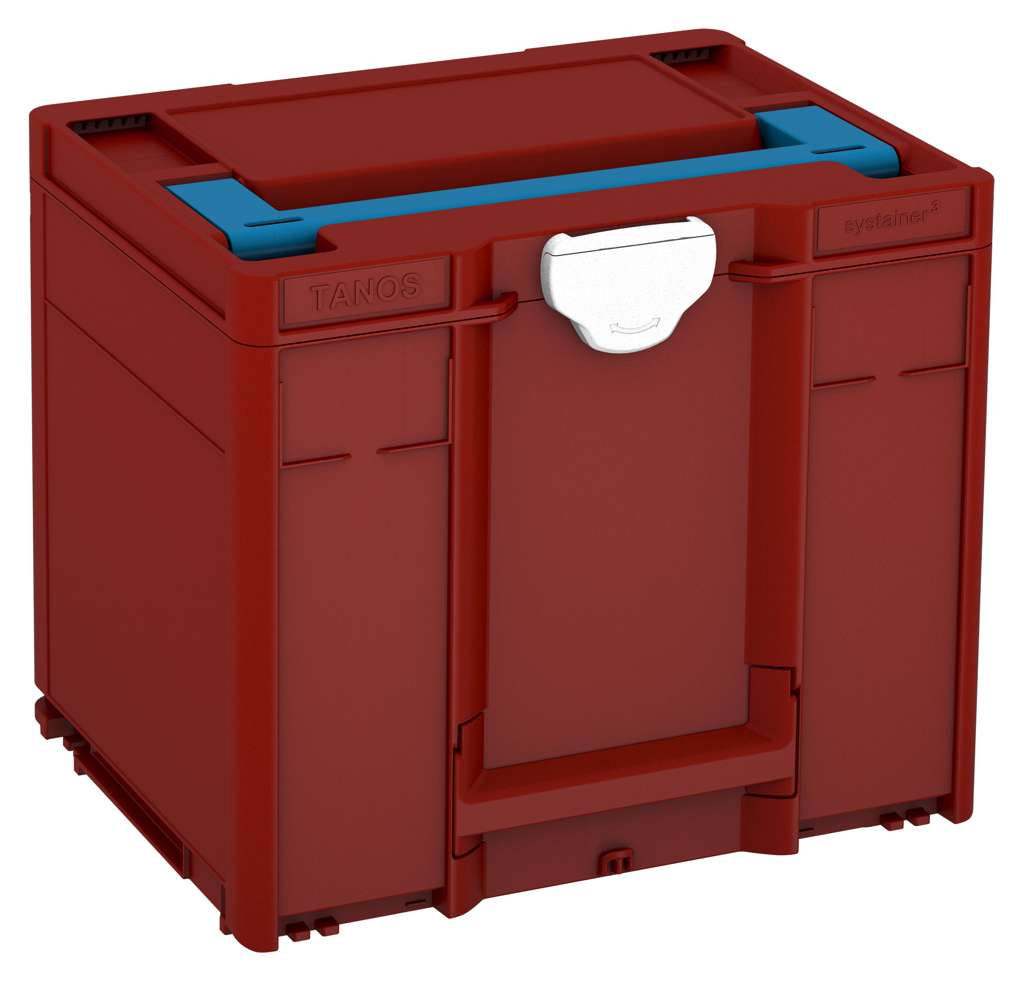 Systainer³ M 337, Carmine Red with Sky Blue lid handle and White catches
