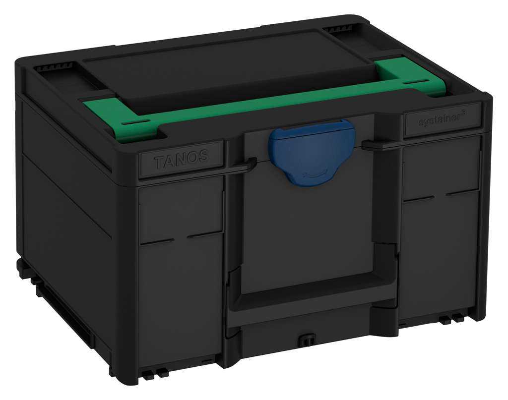 Systainer³ M 237, Black with Signal Green lid handle and Sapphire Blue catches