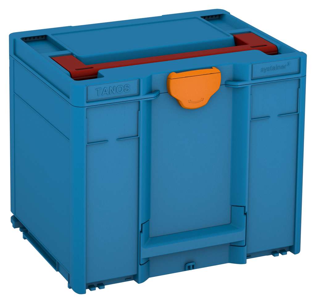 Systainer³ M 337, Sky Blue with Carmine Red lid handle and Deep Orange catches