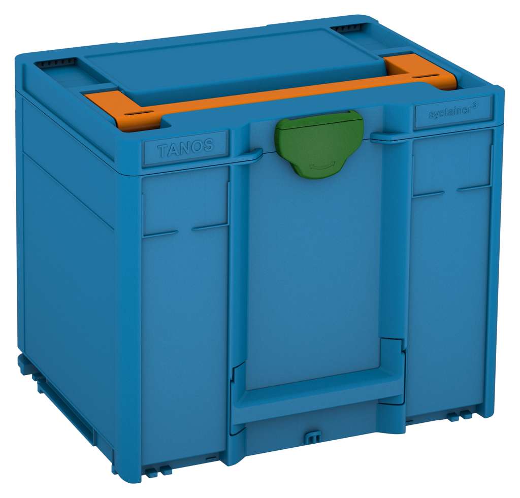 Systainer³ M 337, Sky Blue with Deep Orange lid handle and Emerald Green catches