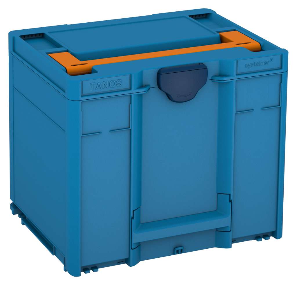 Systainer³ M 337, Sky Blue with Deep Orange lid handle and Sapphire Blue catches