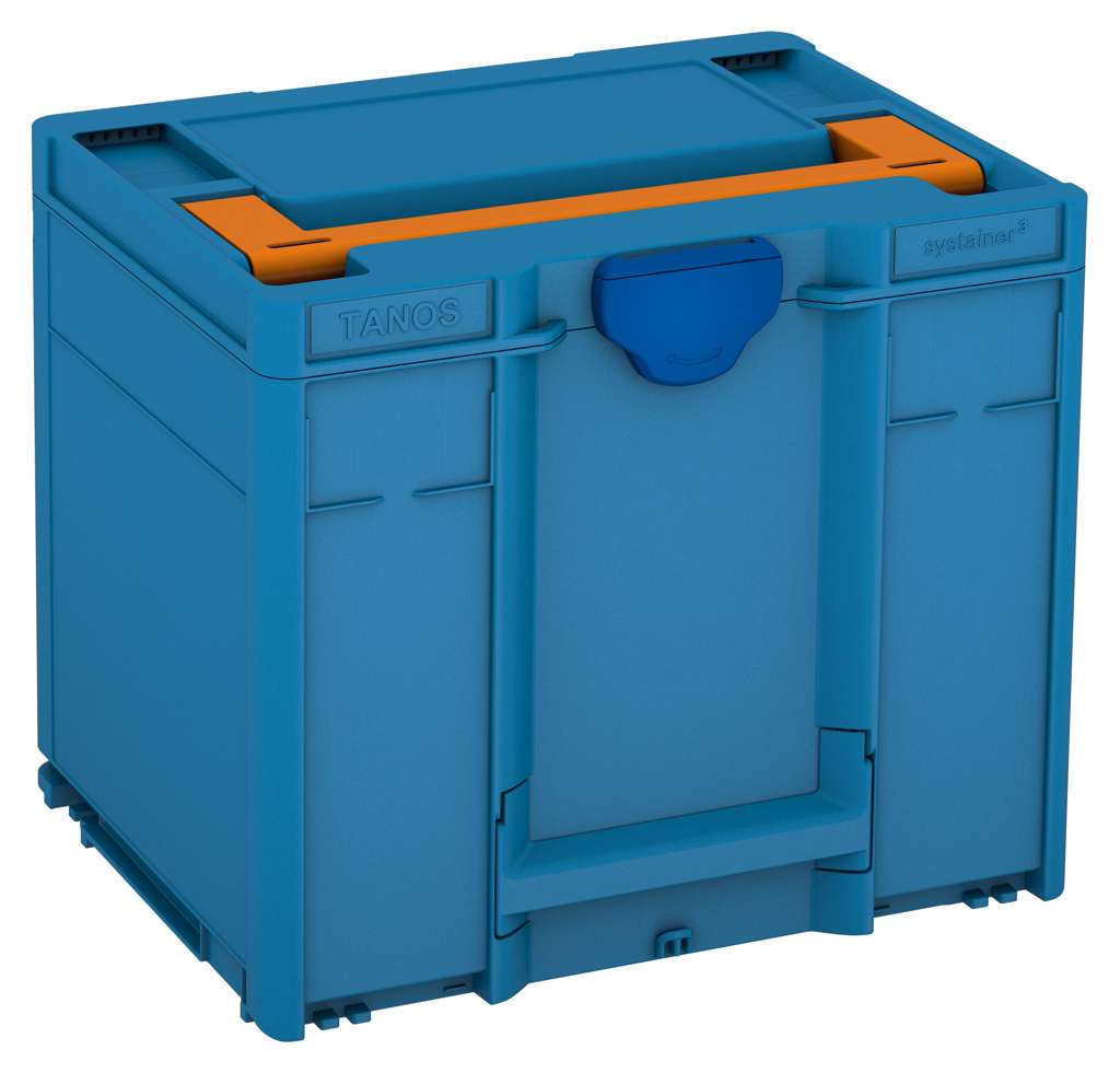 Systainer³ M 337, Sky Blue with Deep Orange lid handle and Signal Blue catches