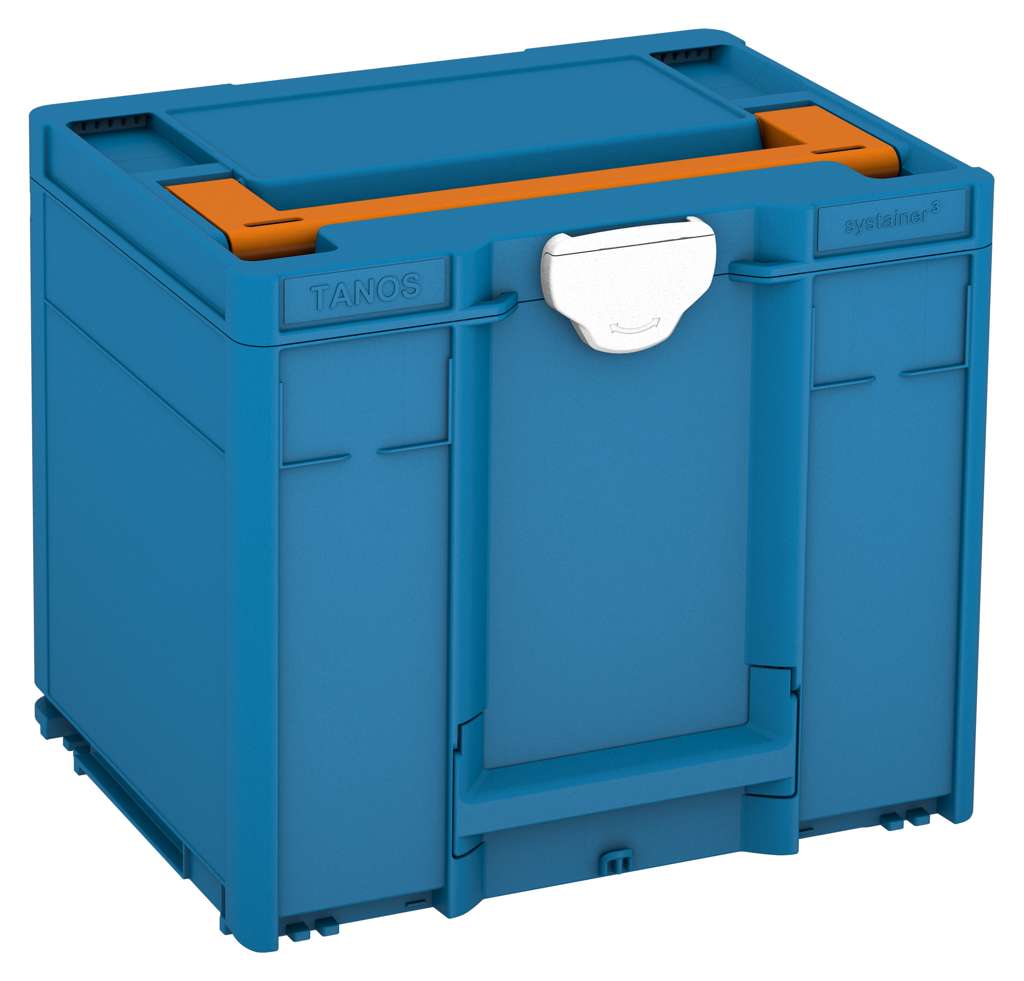 Systainer³ M 337, Sky Blue with Deep Orange lid handle and White catches