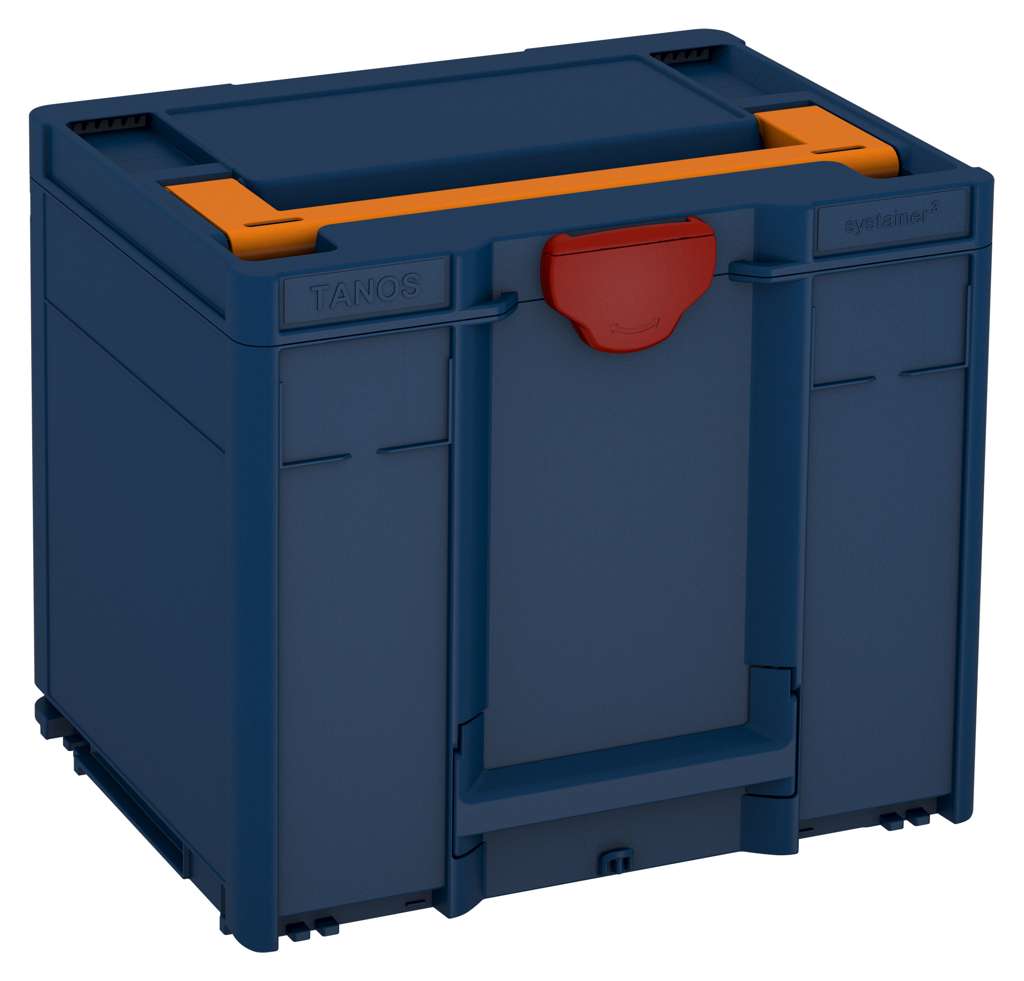 Systainer³ M 337, Sapphire Blue with Deep Orange lid handle and Carmine Red catches