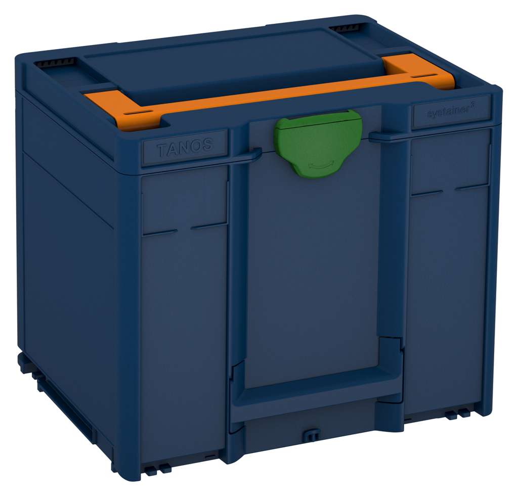 Systainer³ M 337, Sapphire Blue with Deep Orange lid handle and Emerald Green catches