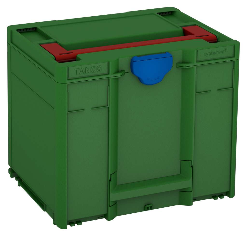 Systainer³ M 337, Emerald Green with Carmine Red lid handle and Signal Blue catches