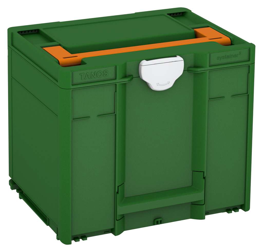 Systainer³ M 337, Emerald Green with Deep Orange lid handle and Light Grey catches