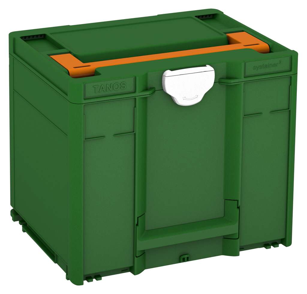 Systainer³ M 337, Emerald Green with Deep Orange lid handle and White catches